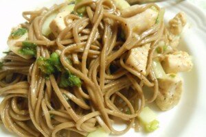 Soba Noodles with Chicken & Sweet Apricot Scallion Sauce