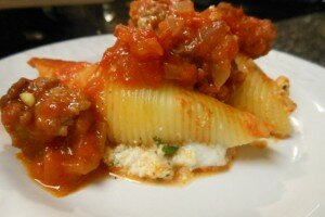 Sunday Stuffed Shells with Meaty Tomato Sauce