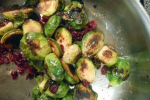 Seared Brussel Sprouts with Parmesan & Cranberries