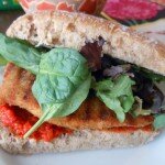 Chicken Cutlet Sandwich with Roasted Red Pepper Spread