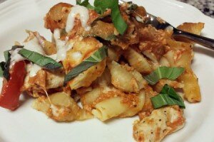 Grilled Chicken Caprese Pasta Bake