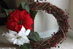 DIY Poinsettia Wreath