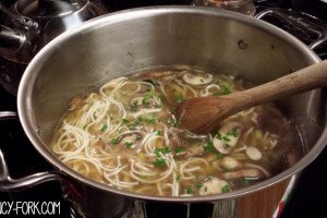 Asian Mushroom & Leek Soup with Noodles